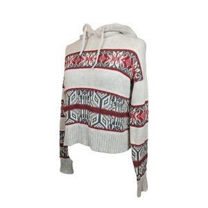 Yes Lola Knit Cropped‎ Sweater with Sherpa Lined Hoodie Size Large